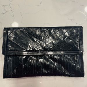 Vintage Black leather Clutch Bag